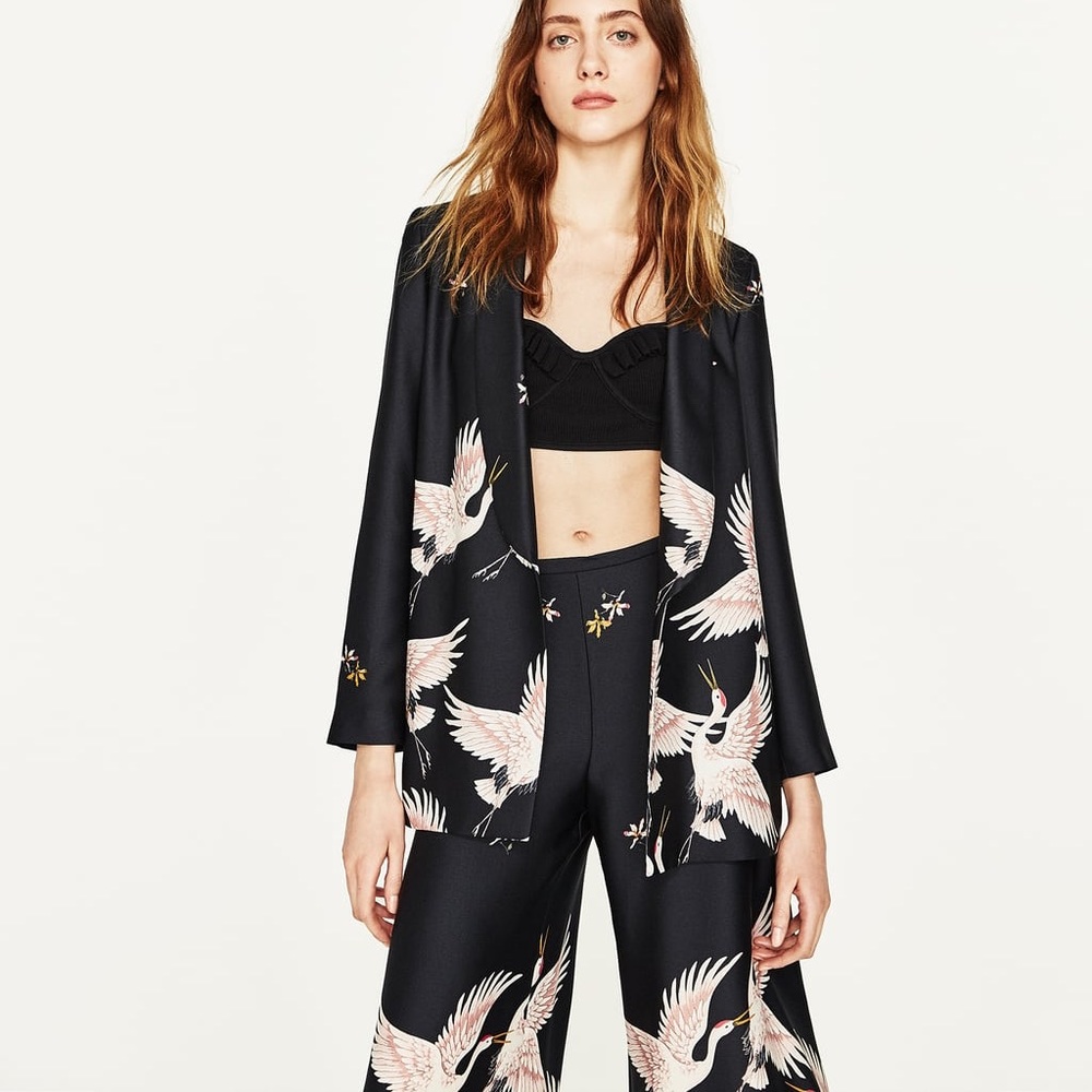 SOLD! Zara Stork Printed Kimono Culottes Pants - Picture 3 of 8